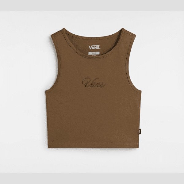  SMALL STAPLE FITTED CROP TANK, WOMAN, BROWN, SIZE: L