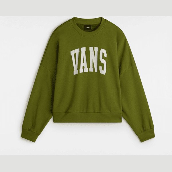 Vans - Stadium French Terry Loose Crew Sweatshirt, Woman, Green, Size: L