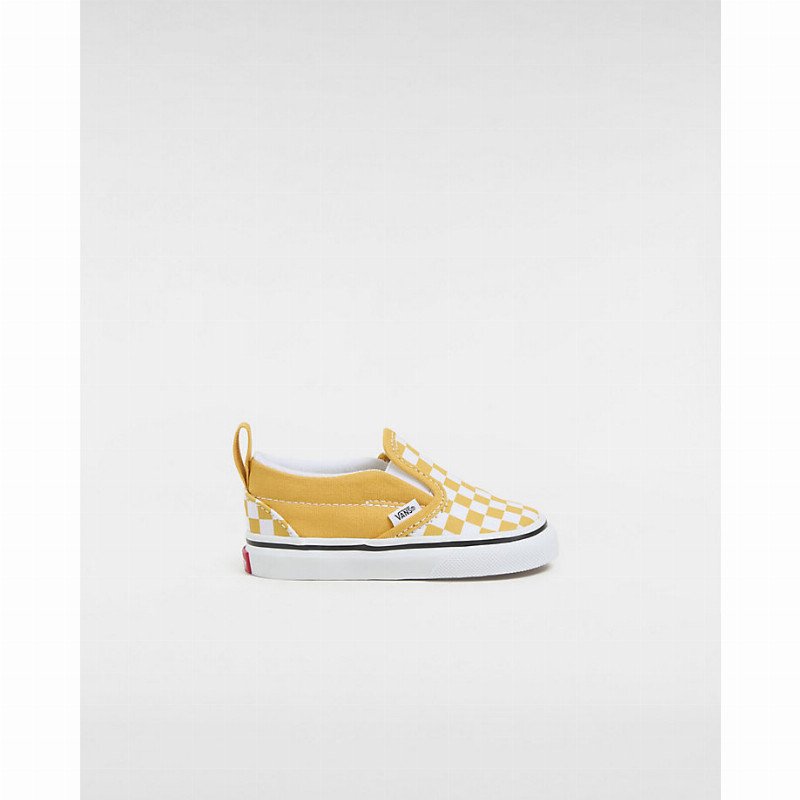 VANS Toddler Classic Slip-on Hook And Loop Shoes (1-4 Years) (color Theory Checkerboard Golden Glow) Toddler Yellow, Size 8