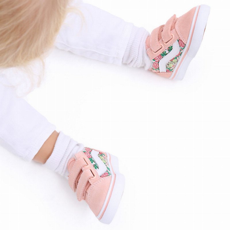 TODDLER FROG FROLIC OLD SKOOL HOOK AND LOOP SHOES (1-4 YEARS) (TROPICAL PEACH) PINK