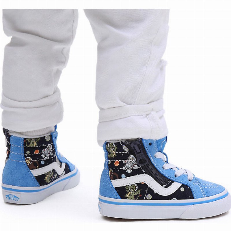 TODDLER GLOW COSMIC ZOO SK8-HI REISSUE SIDE ZIP SHOES (1-4 YEARS) (BLACK/BLUE) BLUE