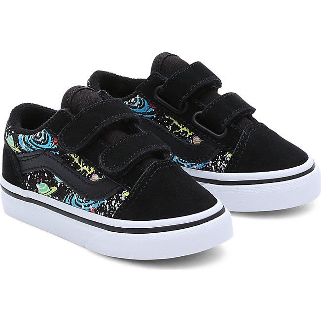 Vans TODDLER OLD SKOOL HOOK AND LOOP SHOES 1 4 YEARS BLACK TRUE