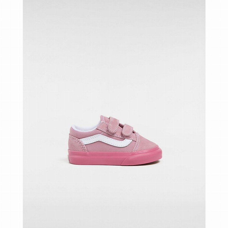 VANS Toddler Old Skool Hook And Loop Shoes (1-4 Years) (glossy Sidewall Pink) Toddler Pink, Size 9.5