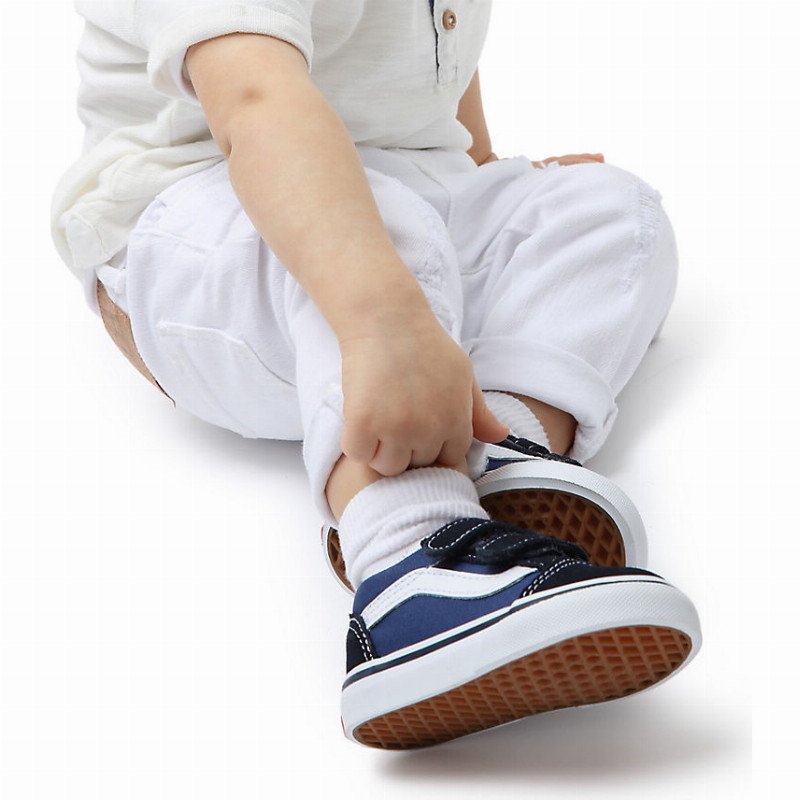 VANS Toddler Old Skool Hook And Loop Shoes (1-4 Years) (navy) Toddler Blue, Size 9.5