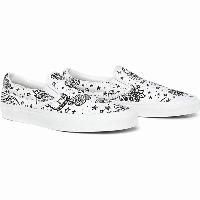 Slip-Ons  VANS Womens Slip-On U Color Tattoo White Skate