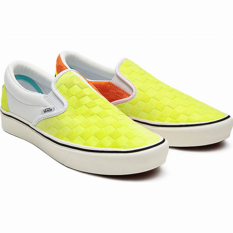 Vans orange sales slip ons
