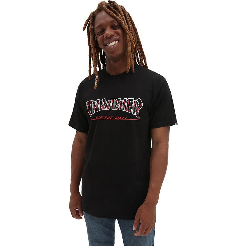 X THRASHER OFF THE WALL LOGO T-SHIRT (BLACK) MEN BLACK