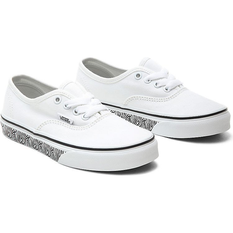 YOUTH ANIMAL SIDEWALL AUTHENTIC SHOES (8-14 YEARS) ((ANIMAL SIDEWALL) ZEBRA/WHITE) WHITE