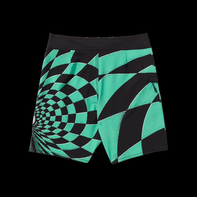 Boys Modern Spiral Stone Shield Boardshorts in Mint