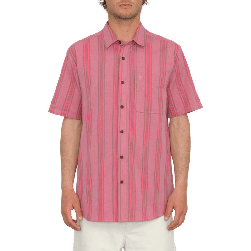Volcom Newbar Stripe Shirt - Washed Ruby