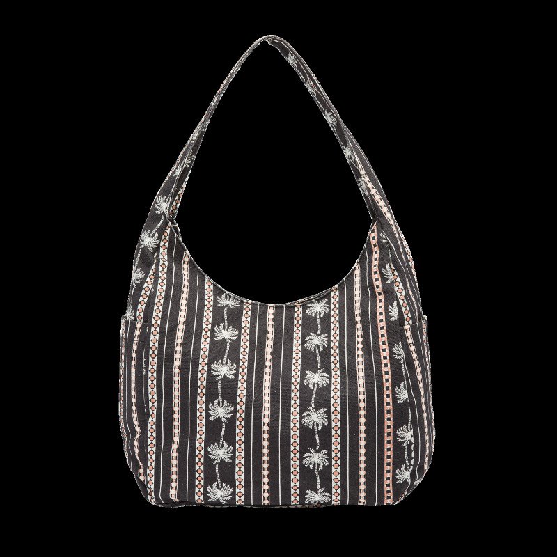 Schoolyard Canvas Hobo Tote Bag in Black Combo